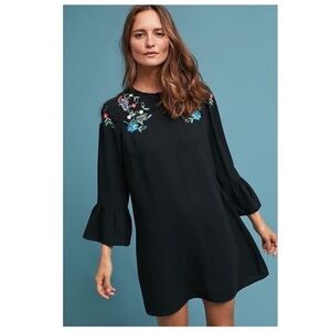 Allison Anthropologie
Black Bell Sleeve Embroidered Floral Dress XS